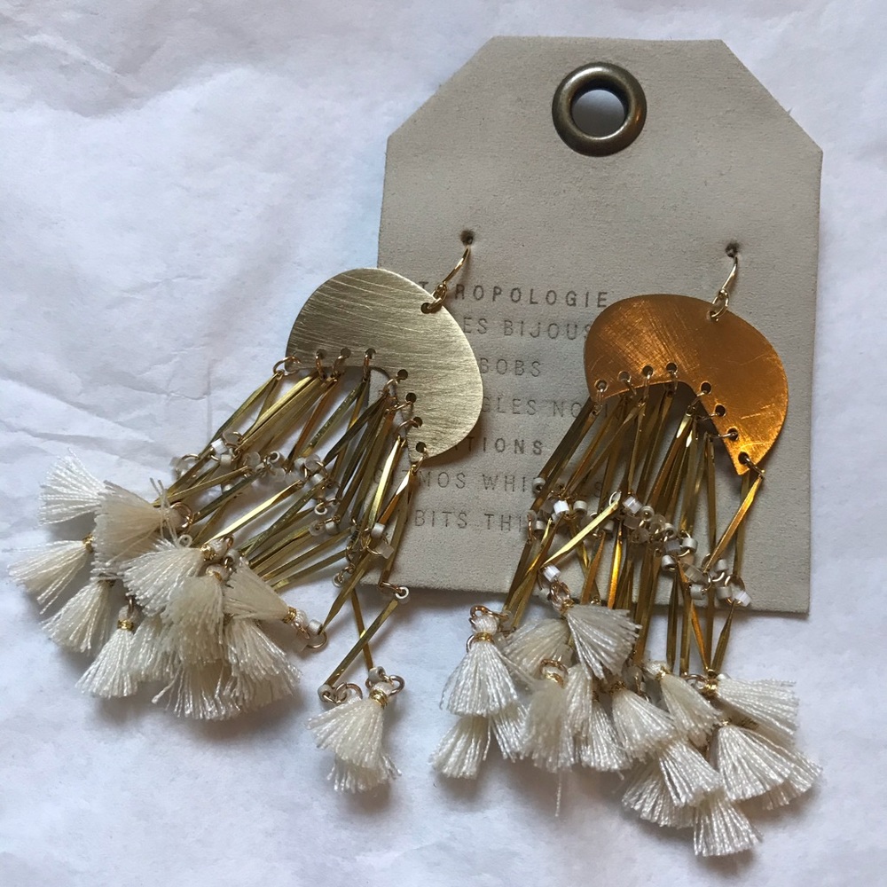 NWT Anthropologie gold tassel earrings
